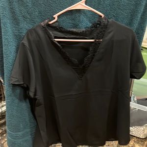 Black V-neck blouse